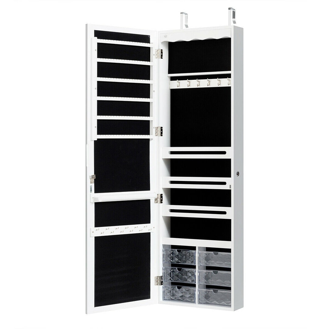 CHARMAID | 5 LEDs Jewelry Armoire Wall Mounted/Door Hanging Mirror - Giantexus