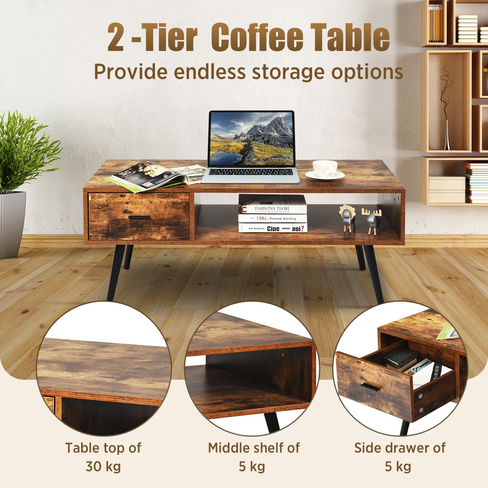 Coffee Table Mid-Century Modern TV Table
