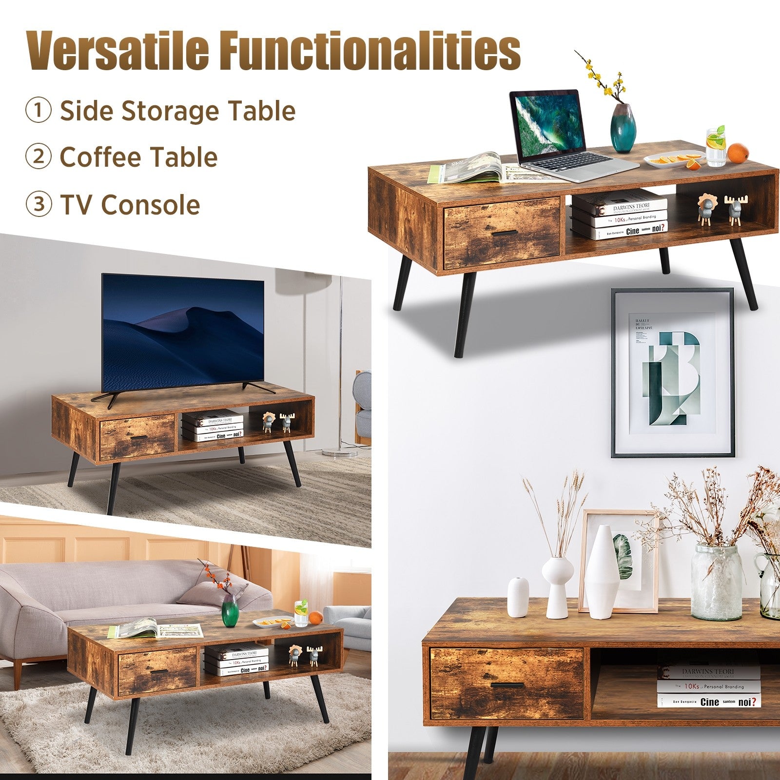 Coffee Table Mid-Century Modern TV Table