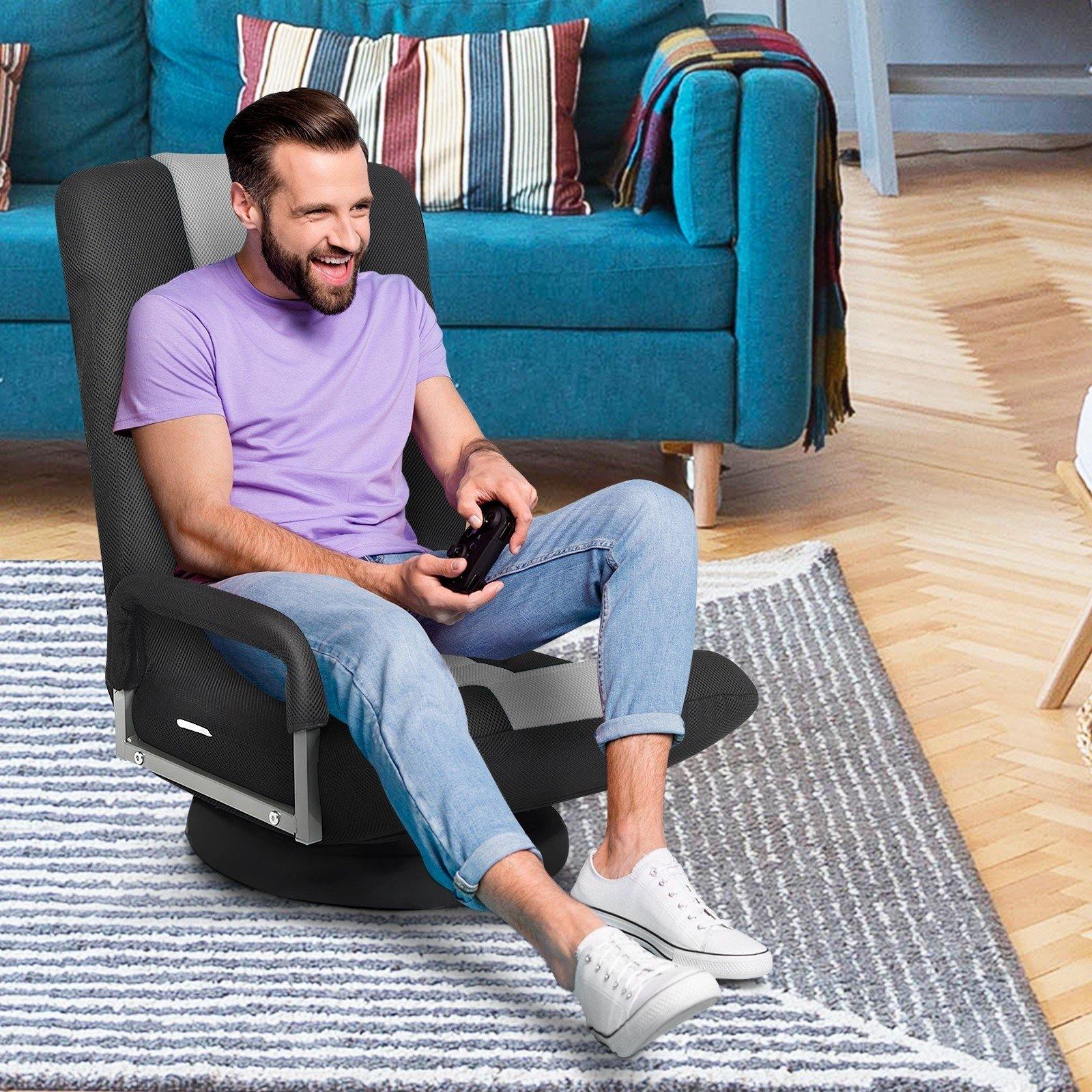 360 Degree Swivel Gaming Chair , Foldable Lazy Sofa Chair - Giantexus