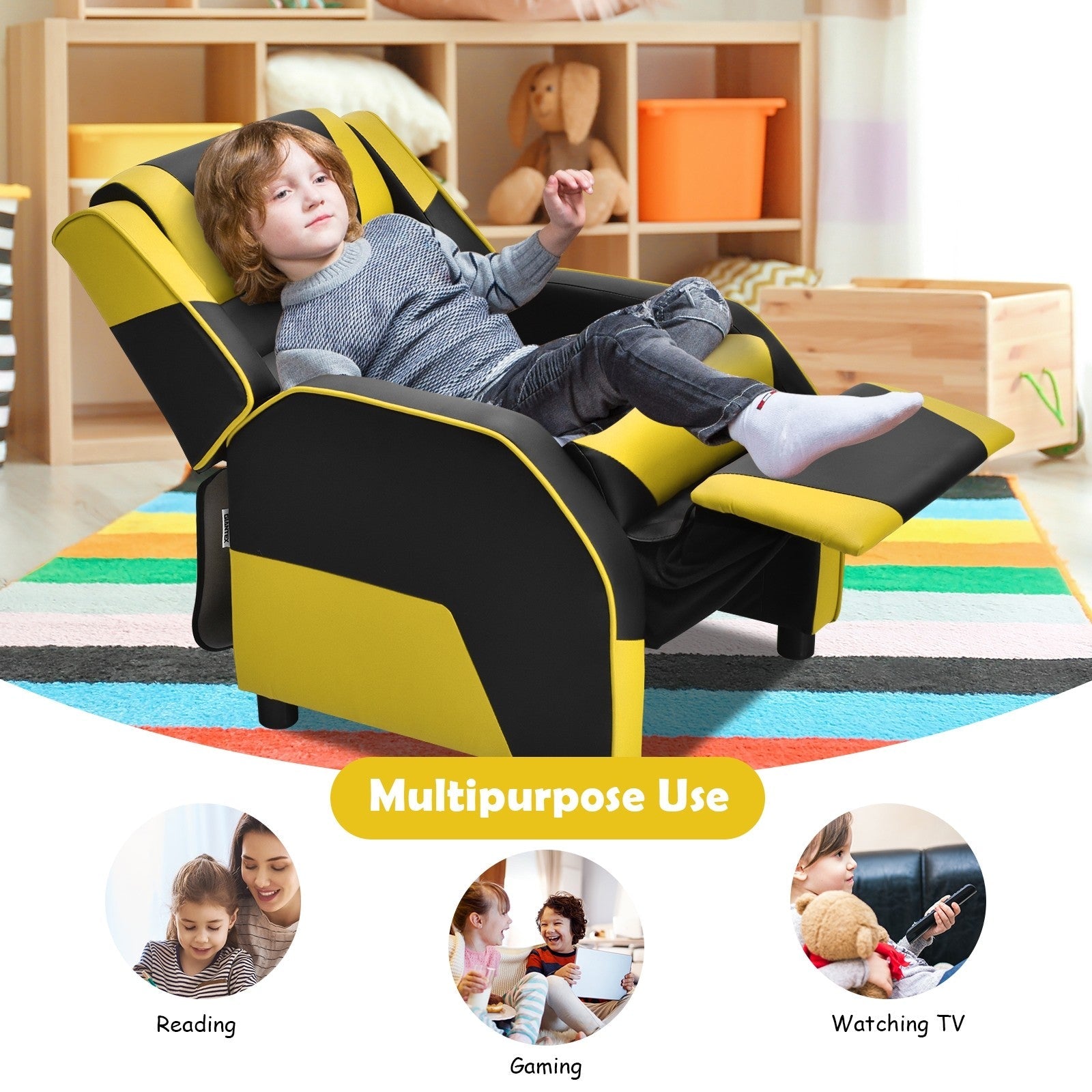 Ergonomic PU Leather Armchair - Giantex