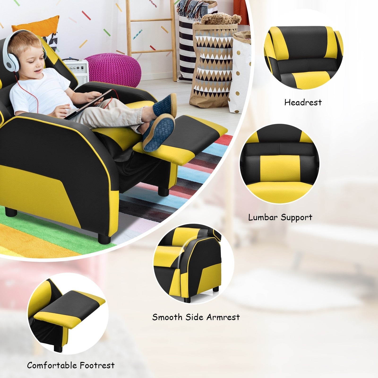 Ergonomic PU Leather Armchair - Giantex