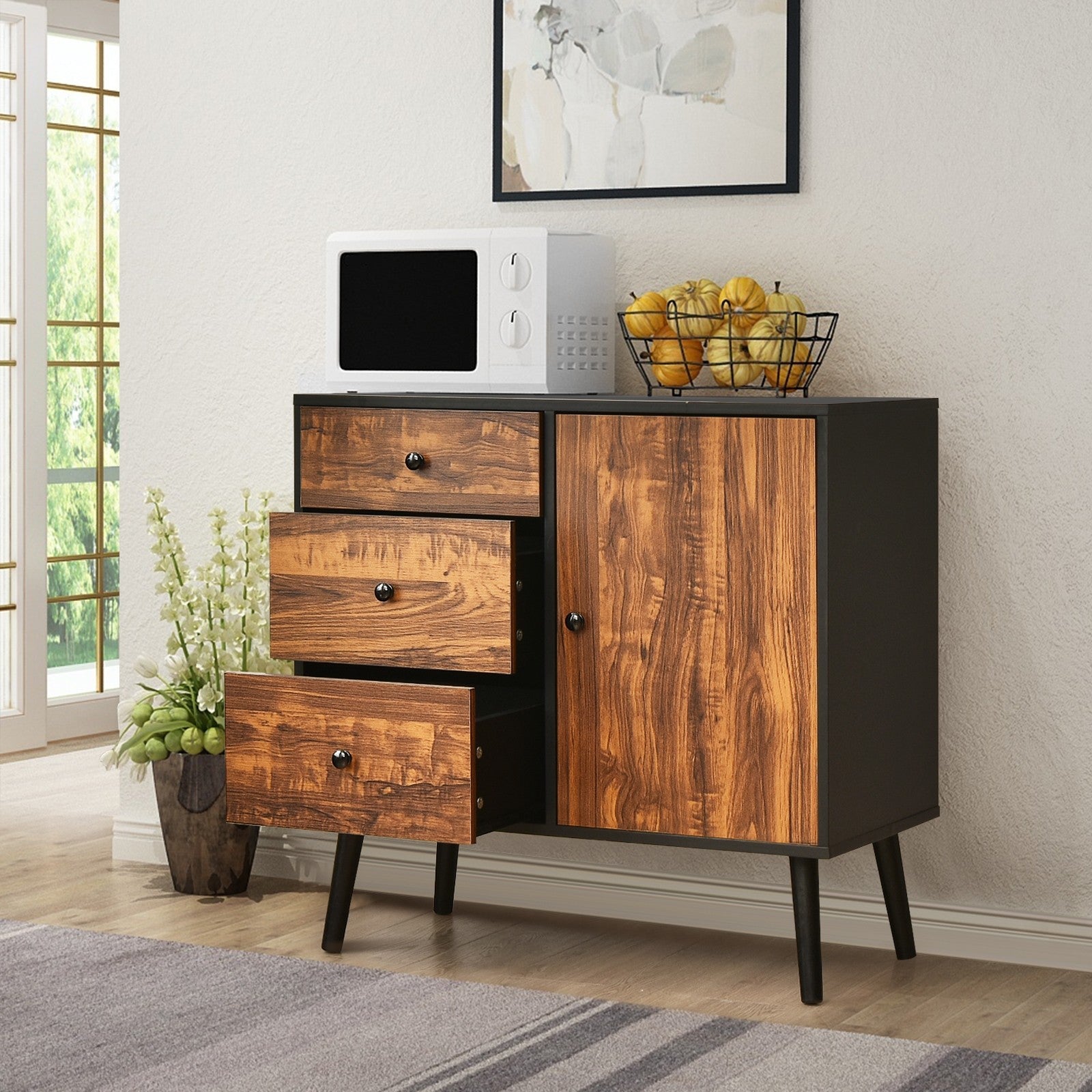 Storage Cabinet Buffet Sideboard with 3 Drawers