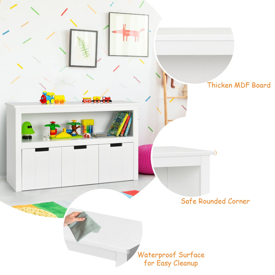 Storage Cabinet with 3 Removable Drawers Rolling Wheels and Open Shelf