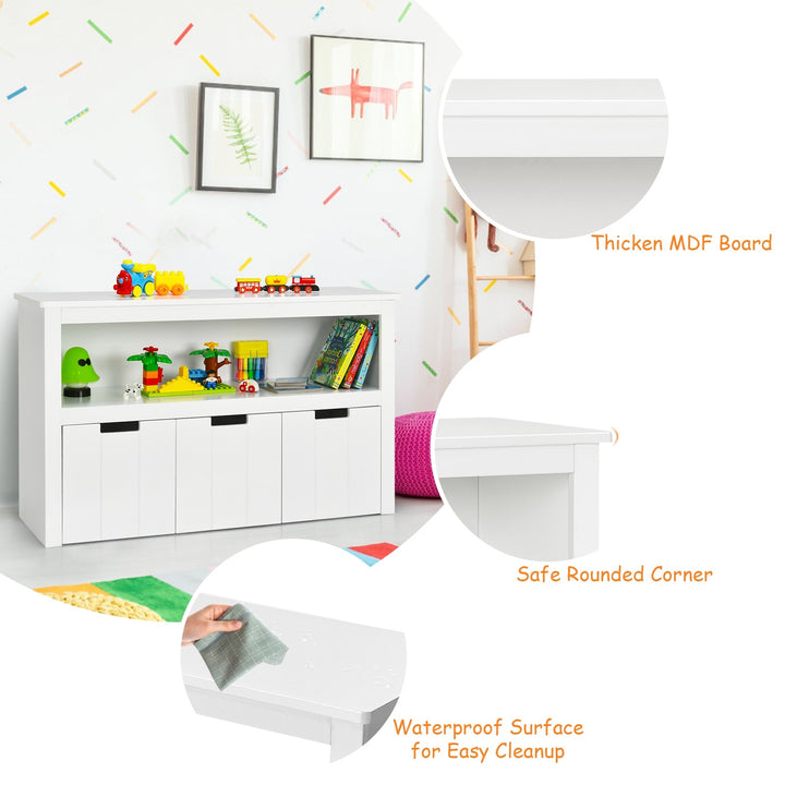 Storage Cabinet with 3 Removable Drawers Rolling Wheels and Open Shelf