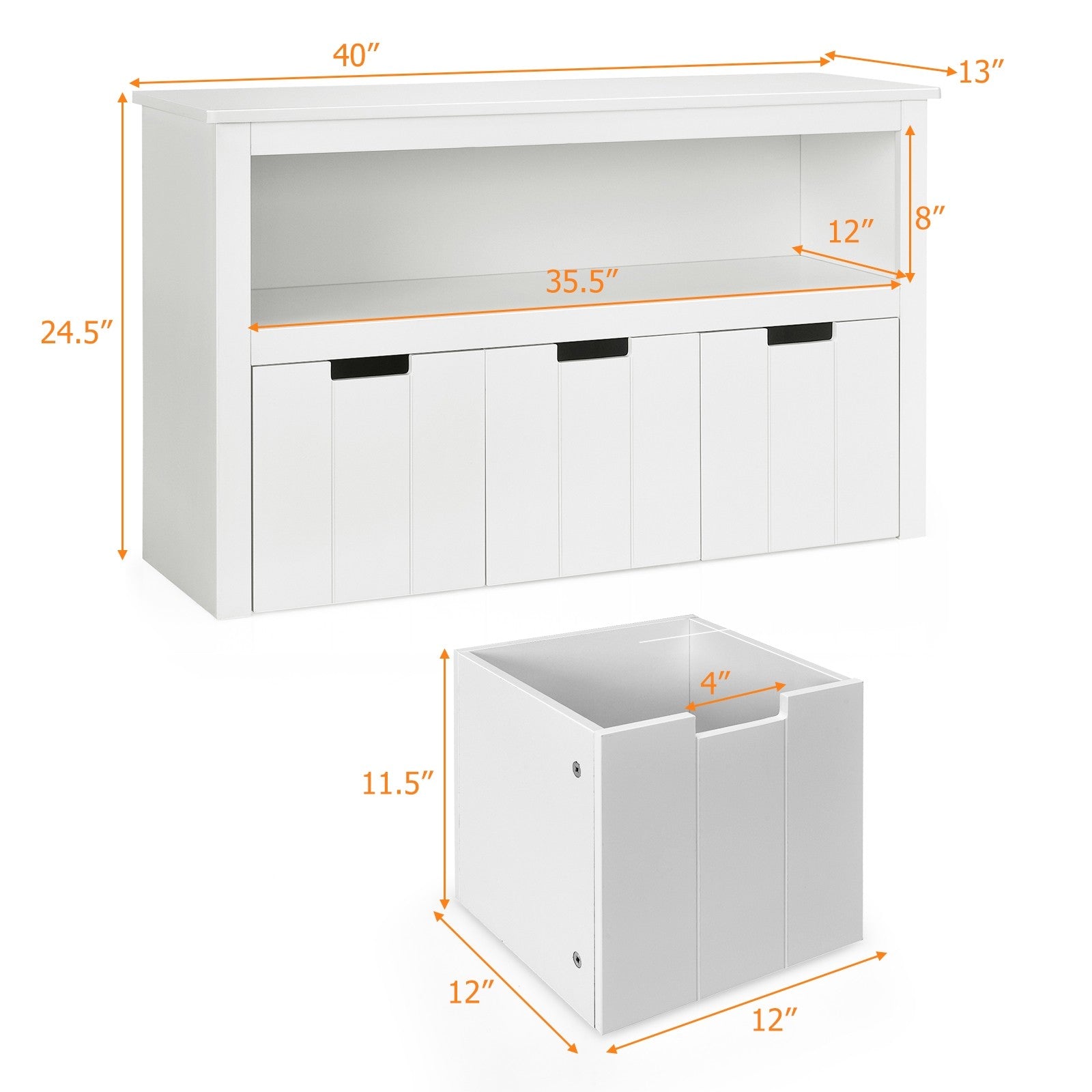 Storage Cabinet with 3 Removable Drawers Rolling Wheels and Open Shelf