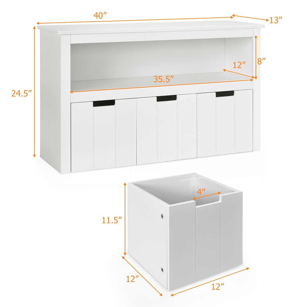 Storage Cabinet with 3 Removable Drawers Rolling Wheels and Open Shelf