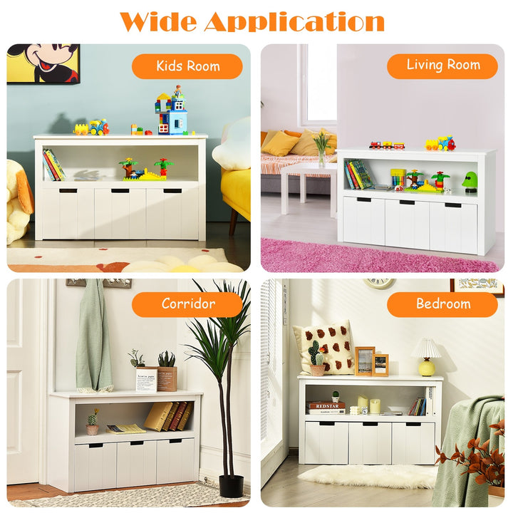 Storage Cabinet with 3 Removable Drawers Rolling Wheels and Open Shelf