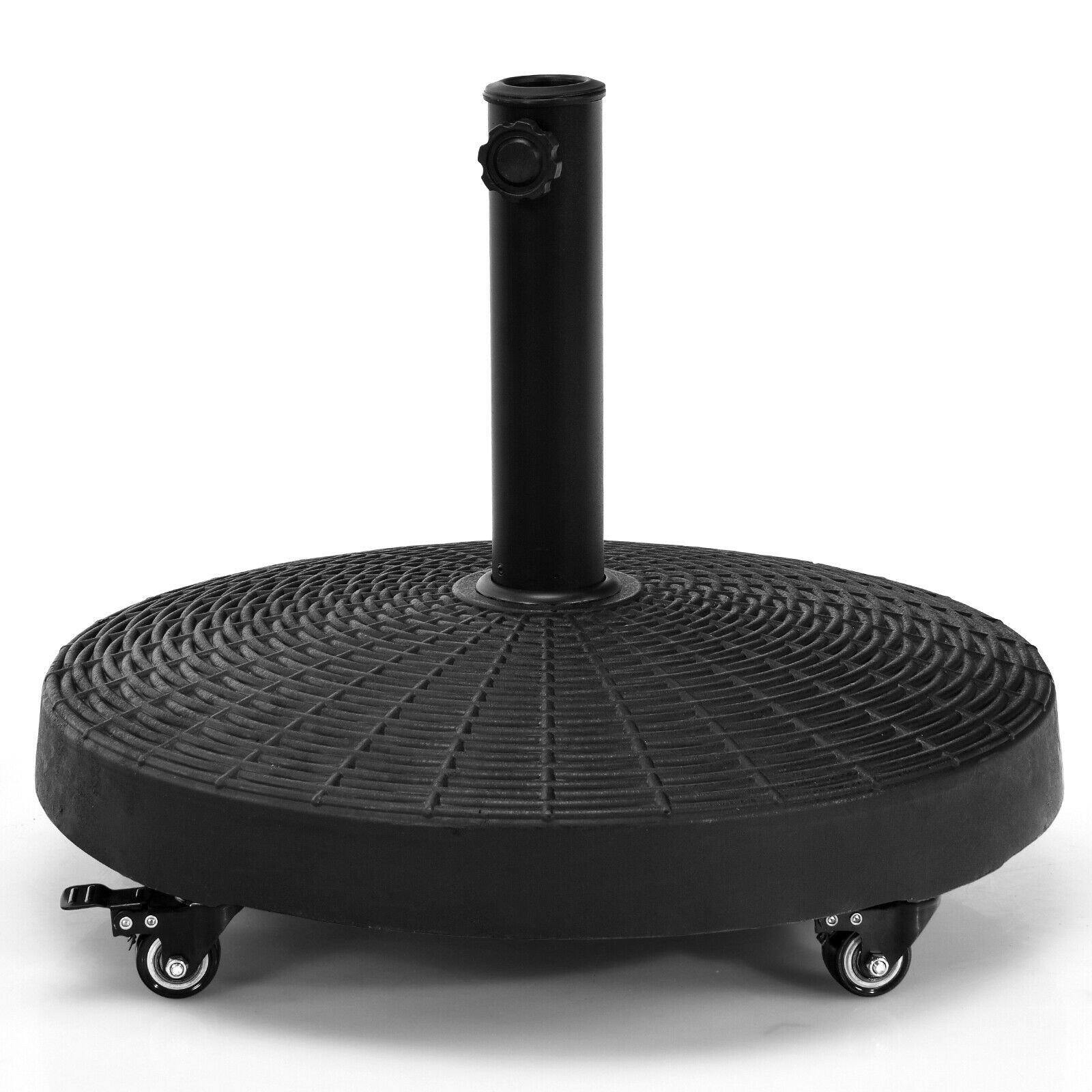 50 LBS Patio Umbrella Stand, 20.5 Inch Round Umbrella Base with 4 Lockable Wheels - Giantexus