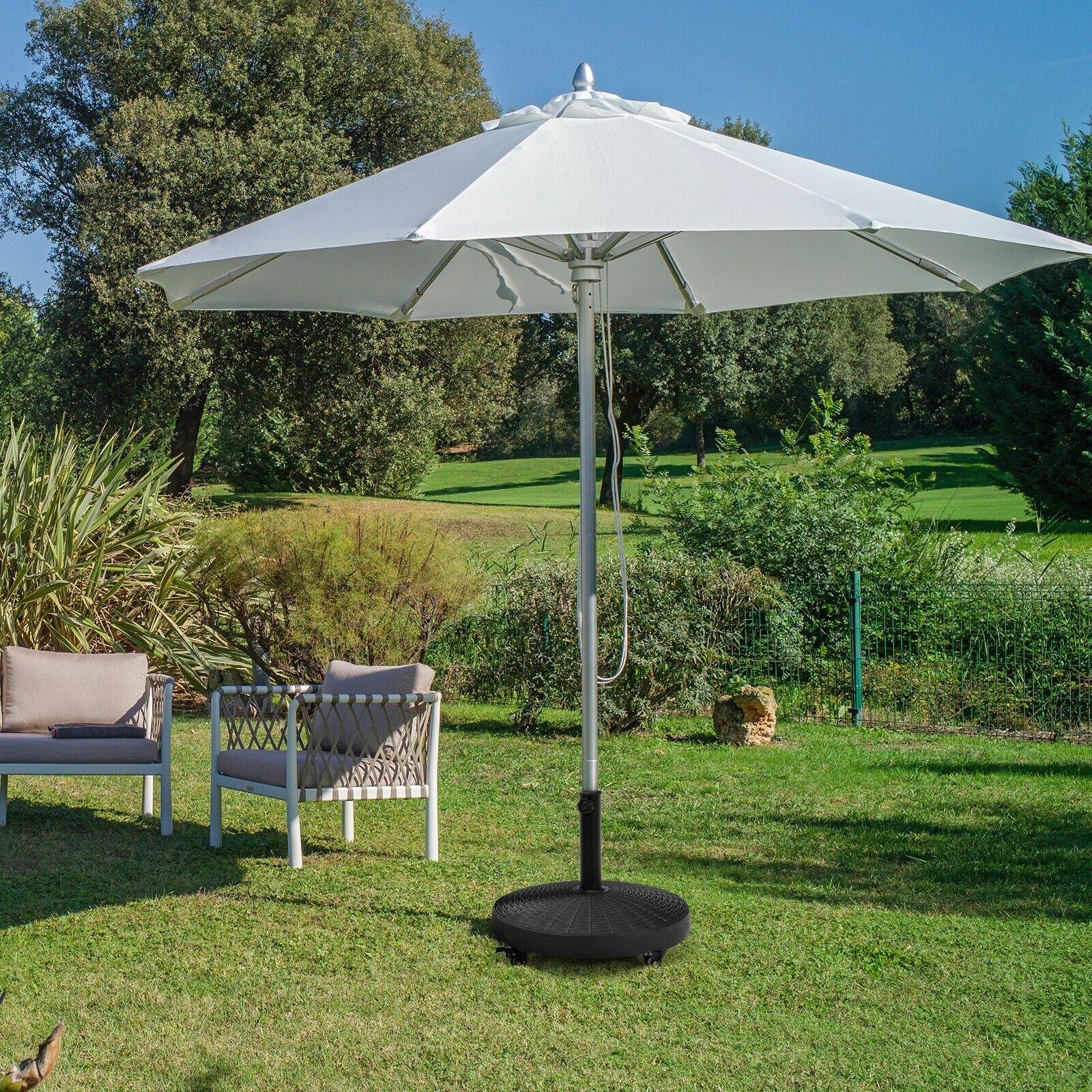 50 LBS Patio Umbrella Stand, 20.5 Inch Round Umbrella Base with 4 Lockable Wheels - Giantexus