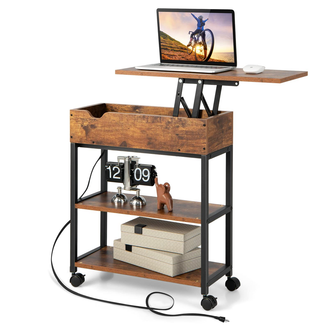 Giantex End Table with Charging Station - Lift Top Narrow Side Table