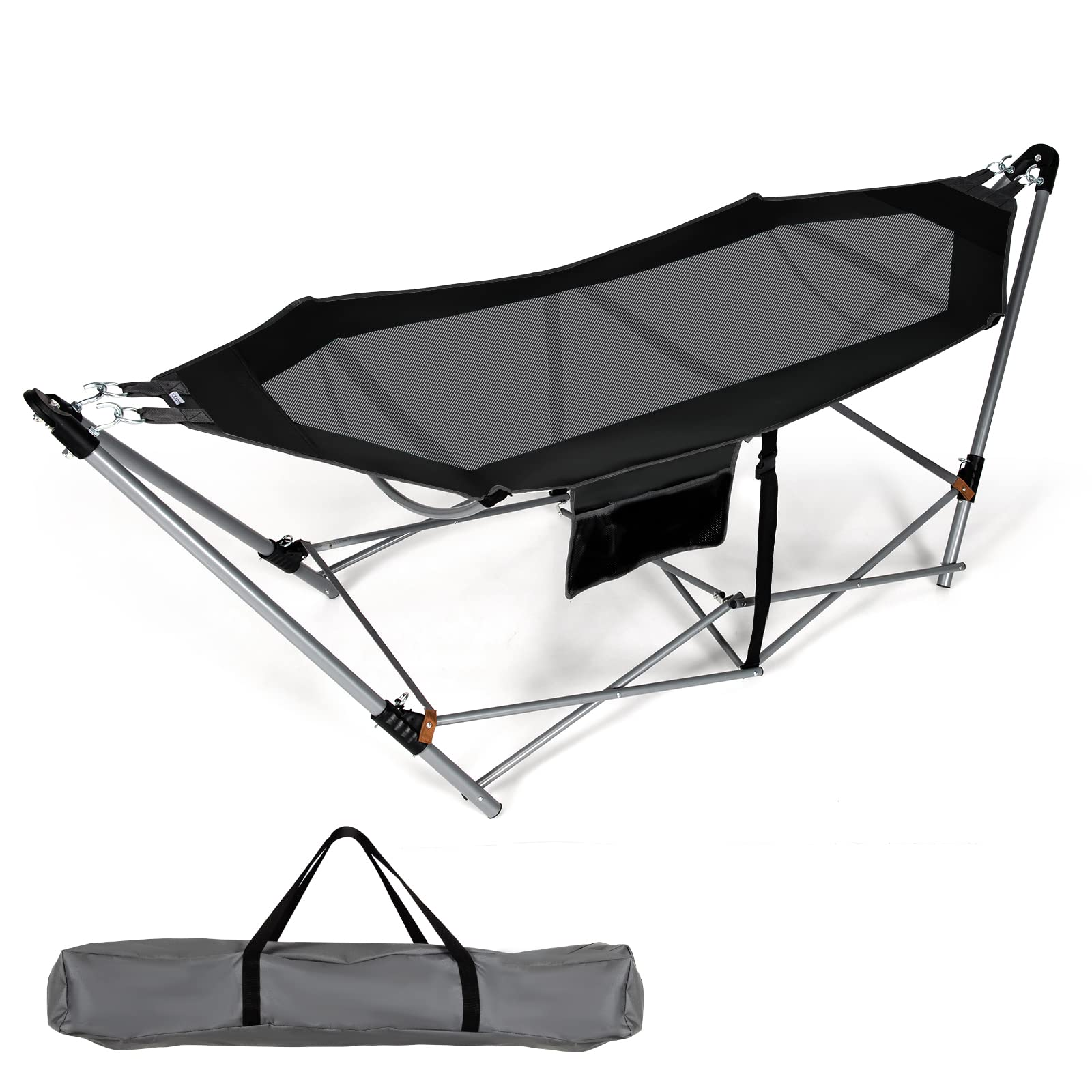 Giantex Portable Folding Hammock, Lounge Camping Bed with Hammock Stand