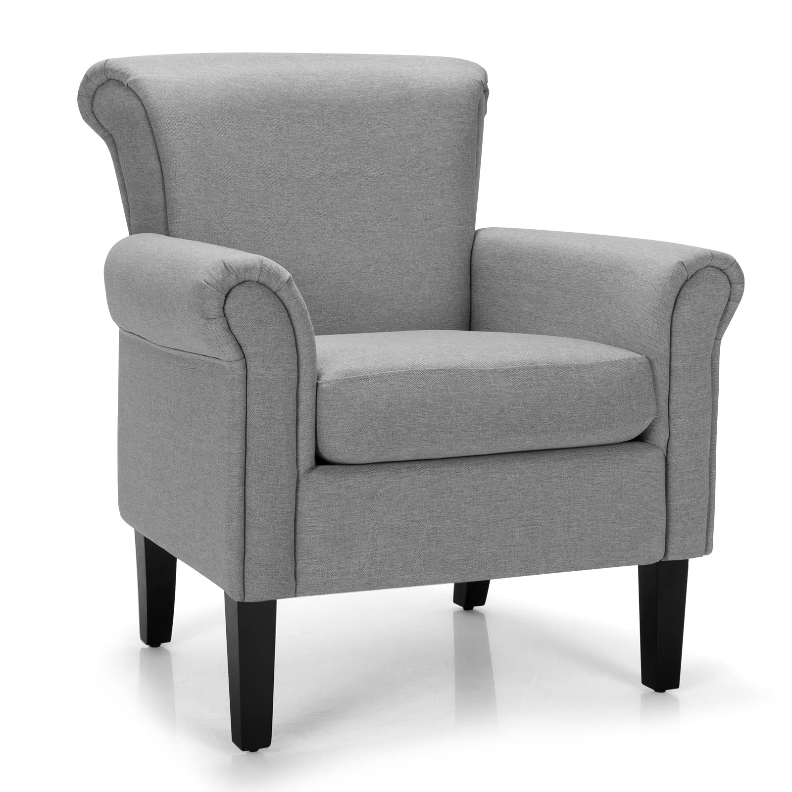 Giantex Modern Fabric Accent Chair, Comfy Living Room Chair w/Adjustable Foot Pads