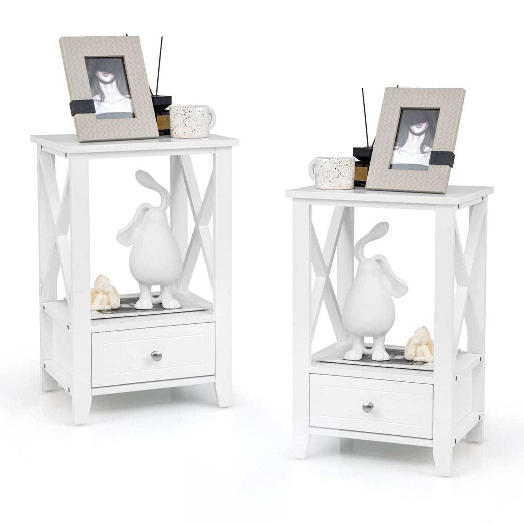 Giantex Modern X-Design Nightstand Set