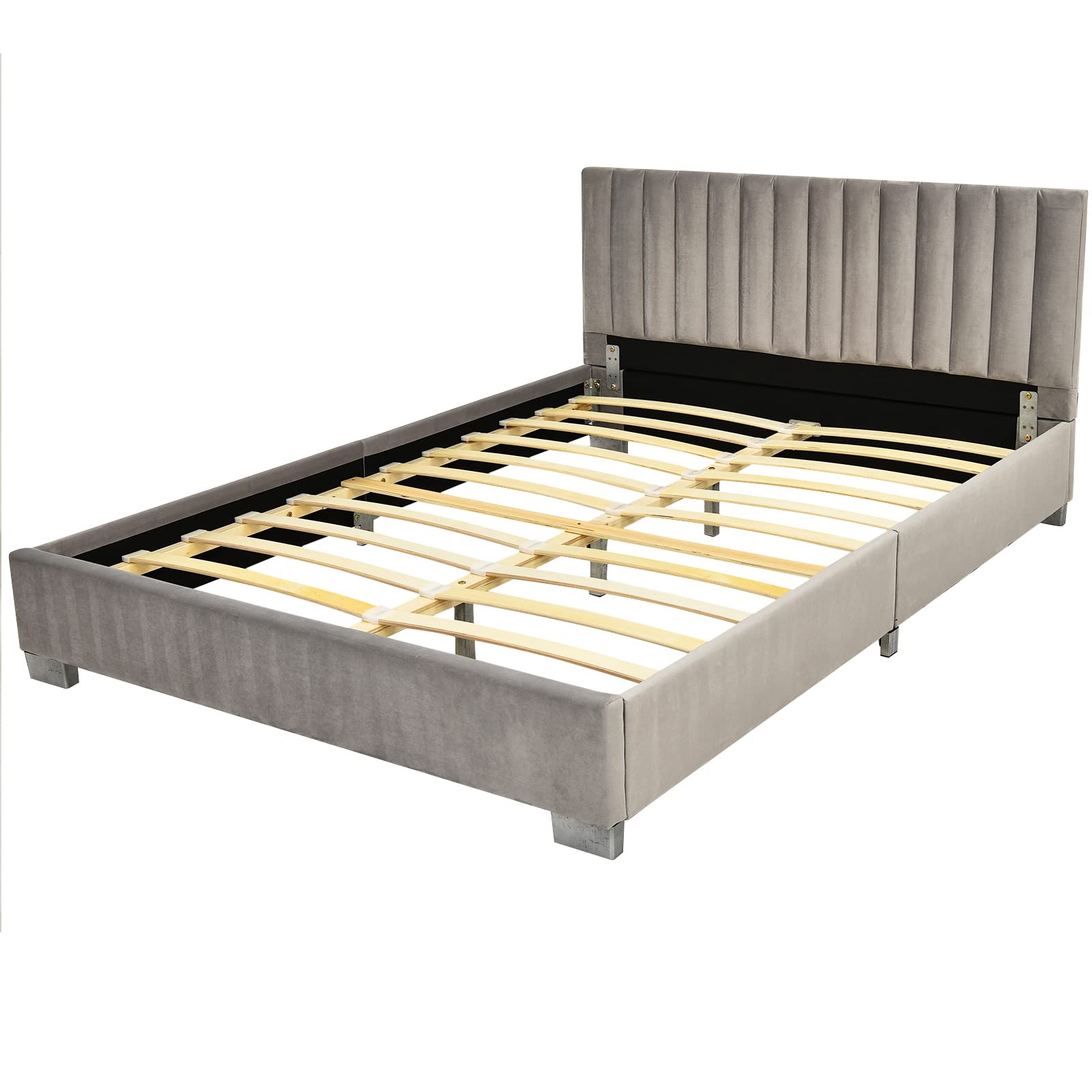 Giantex Upholstered Bed Frame, Full/Queen Size Modern Platform Bed