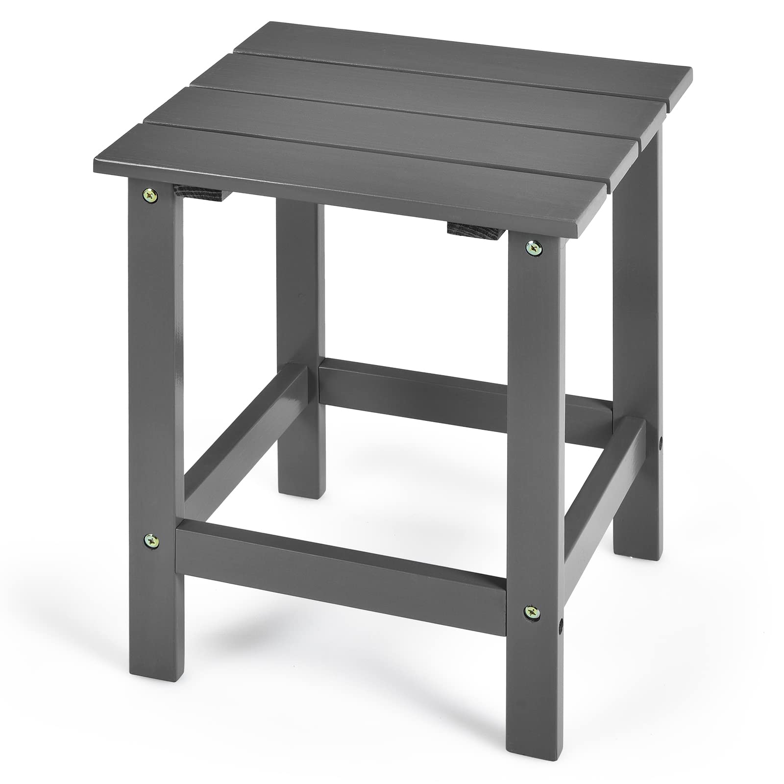 Outdoor Side Table, 15 Square Wood End Table with Slatted Design