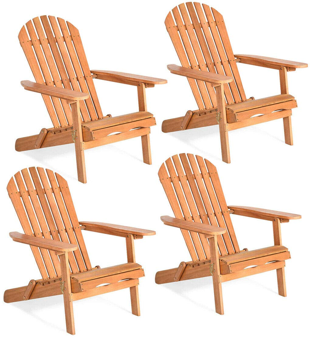 Giantex Adirondack Chair Wooden and Foldable Outdoor Lounger Chair 34"X28"X35.5"