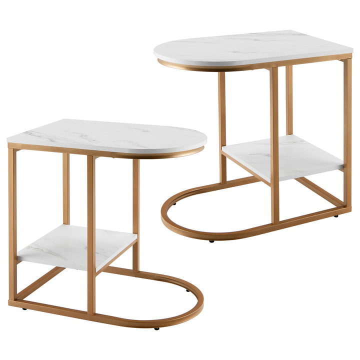 Giantex Side Table, 2-Tier C-Shaped End Table