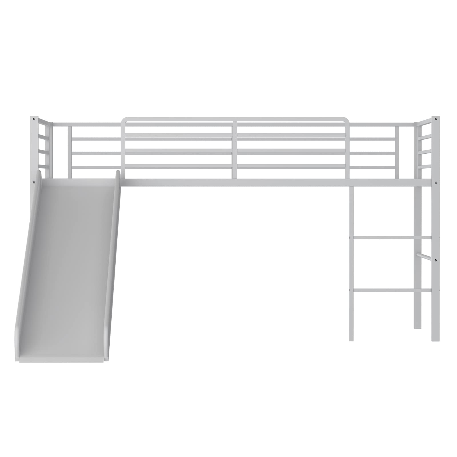 Giantex Twin Loft Bed with Slide, Metal Low Bunk Bed