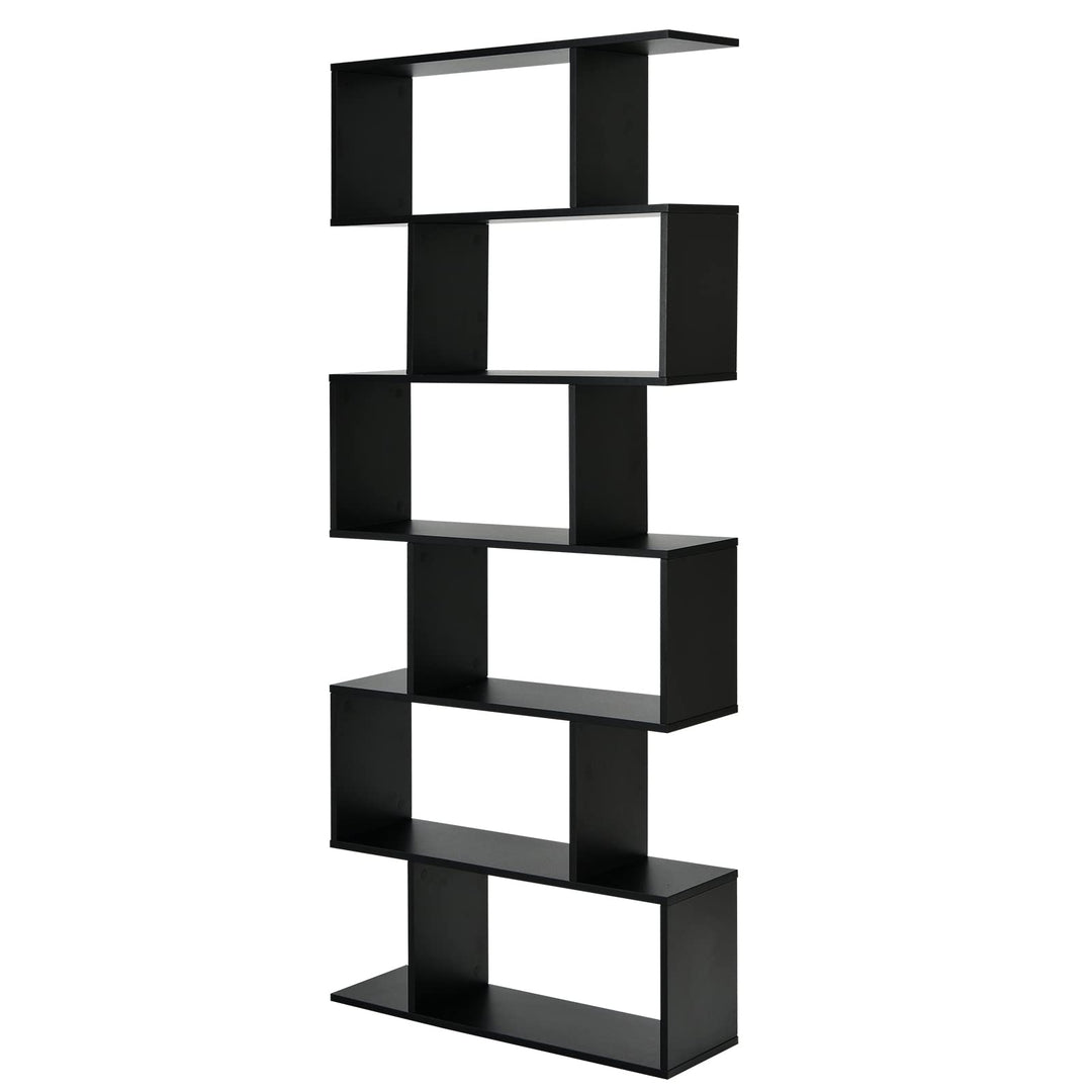 Giantex Geometric Bookcase Rustic, Solid Wood S-Shaped Bookshelf