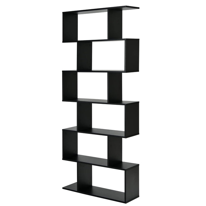 Giantex Geometric Bookcase Rustic, Solid Wood S-Shaped Bookshelf