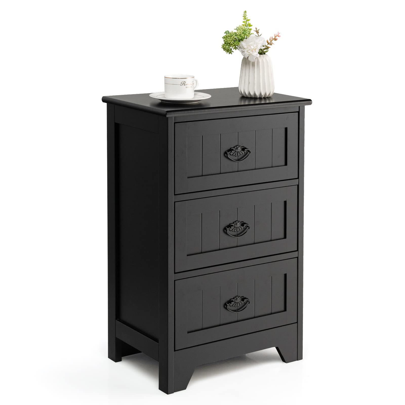 Giantex Nightstand with 3 Drawers, Bedside Table