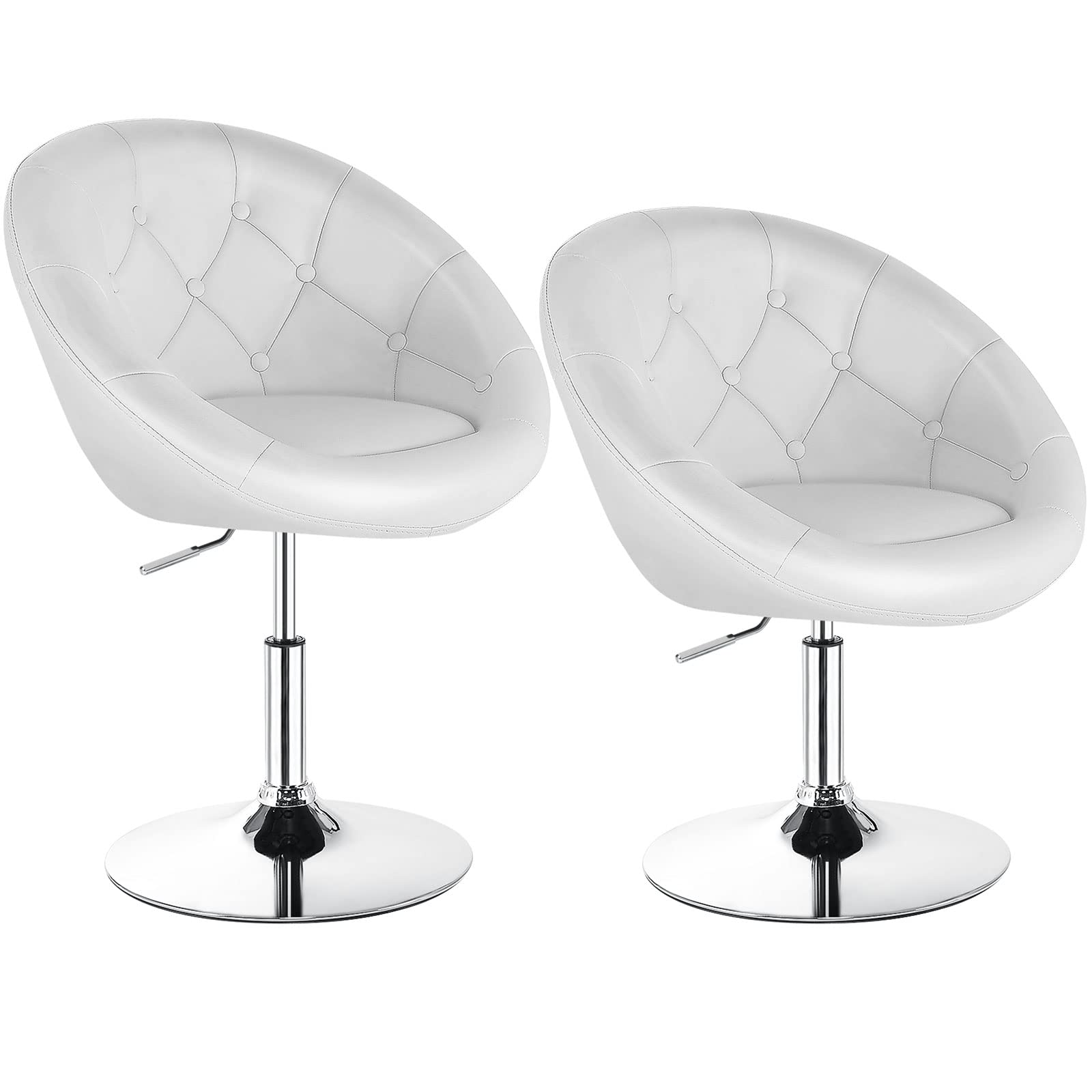 Giantex Swivel Round Tufted Vanity Chair, Set of 2 Height Adjustable