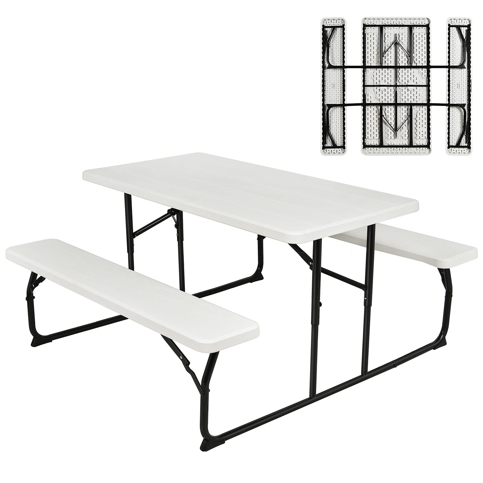 Giantex Folding Picnic Table Bench Set, Outdoor Dining Table Set