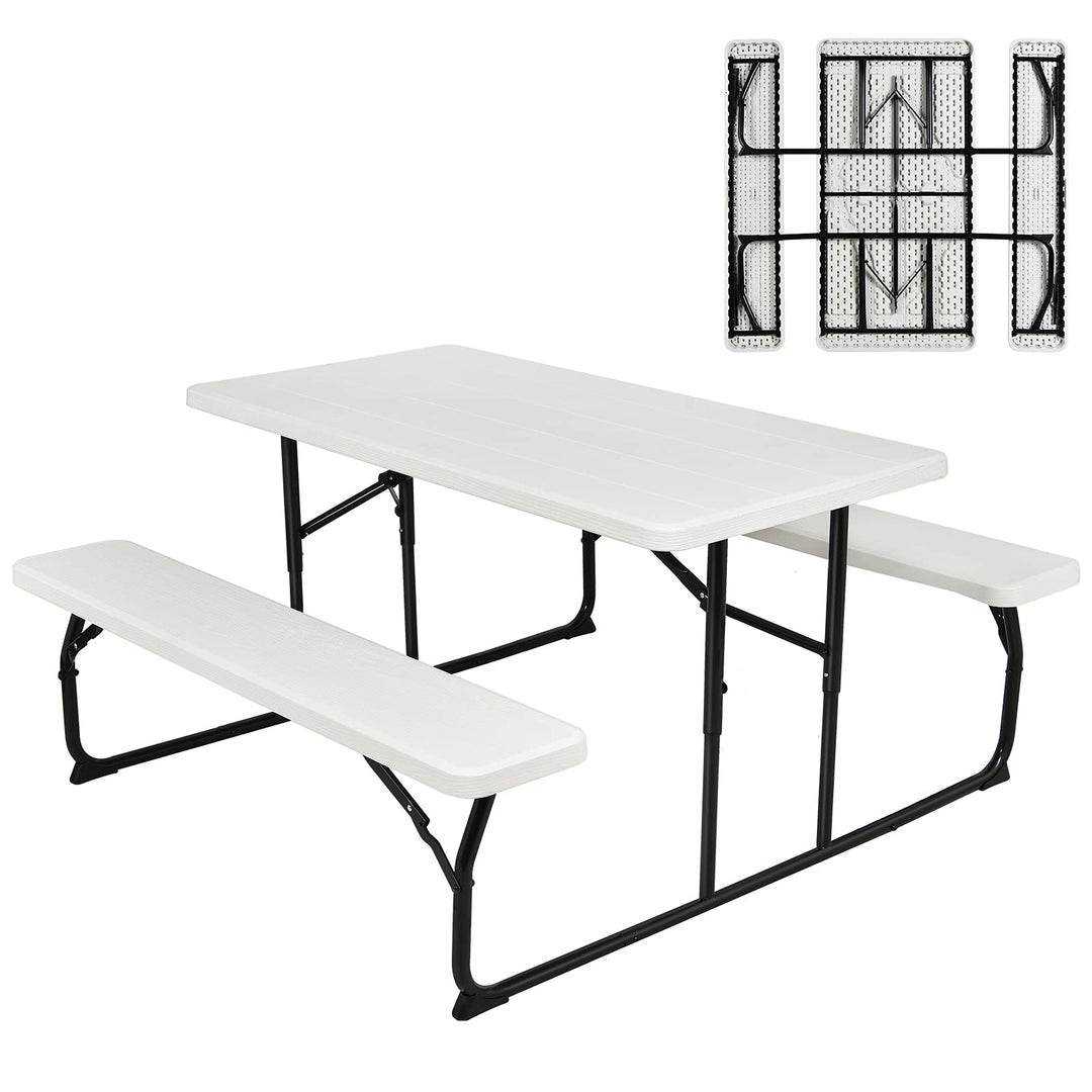 Giantex Folding Picnic Table Bench Set, Outdoor Dining Table Set