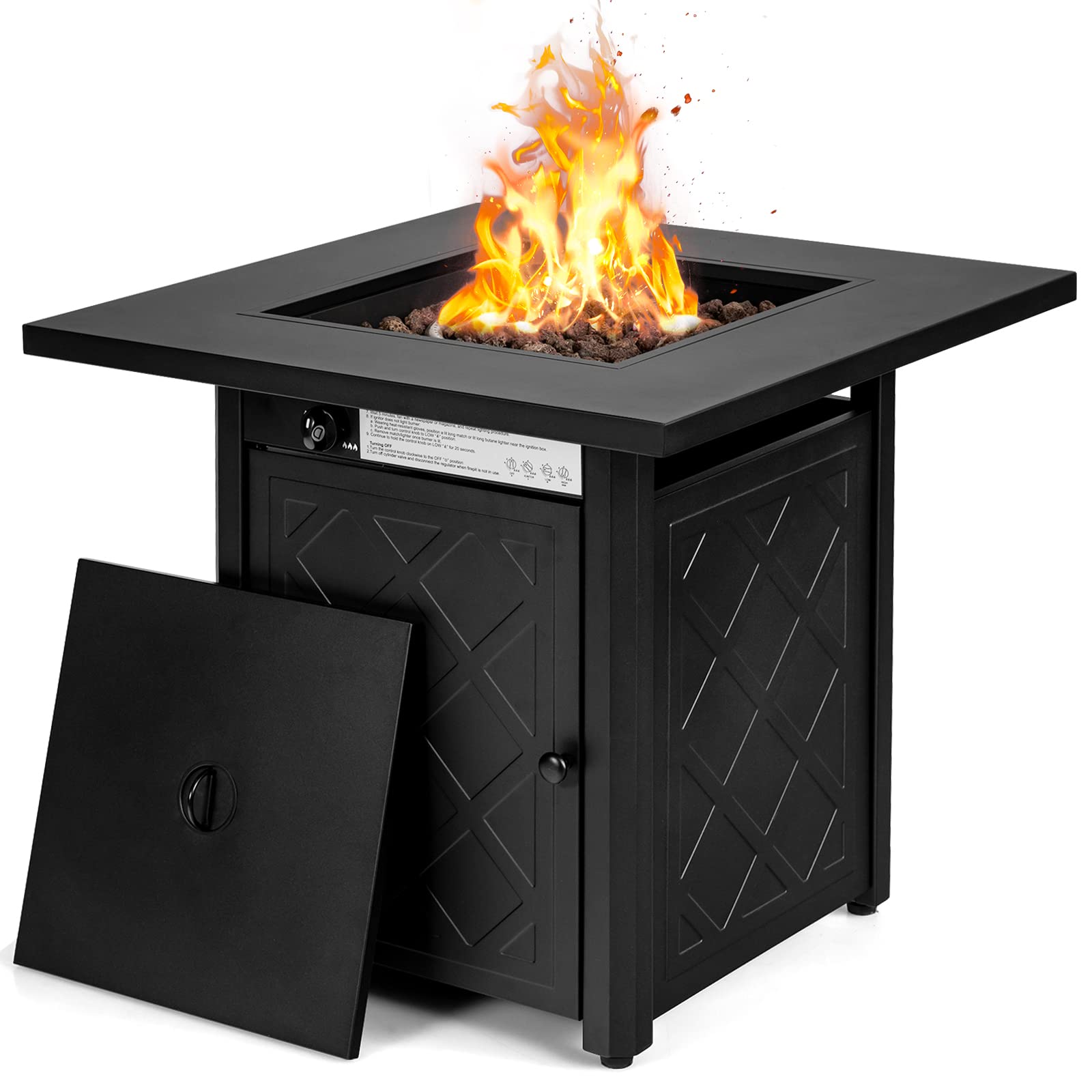 Giantex Gas Fire Table, Rectangular Outdoor Patio Propane Firepit Table