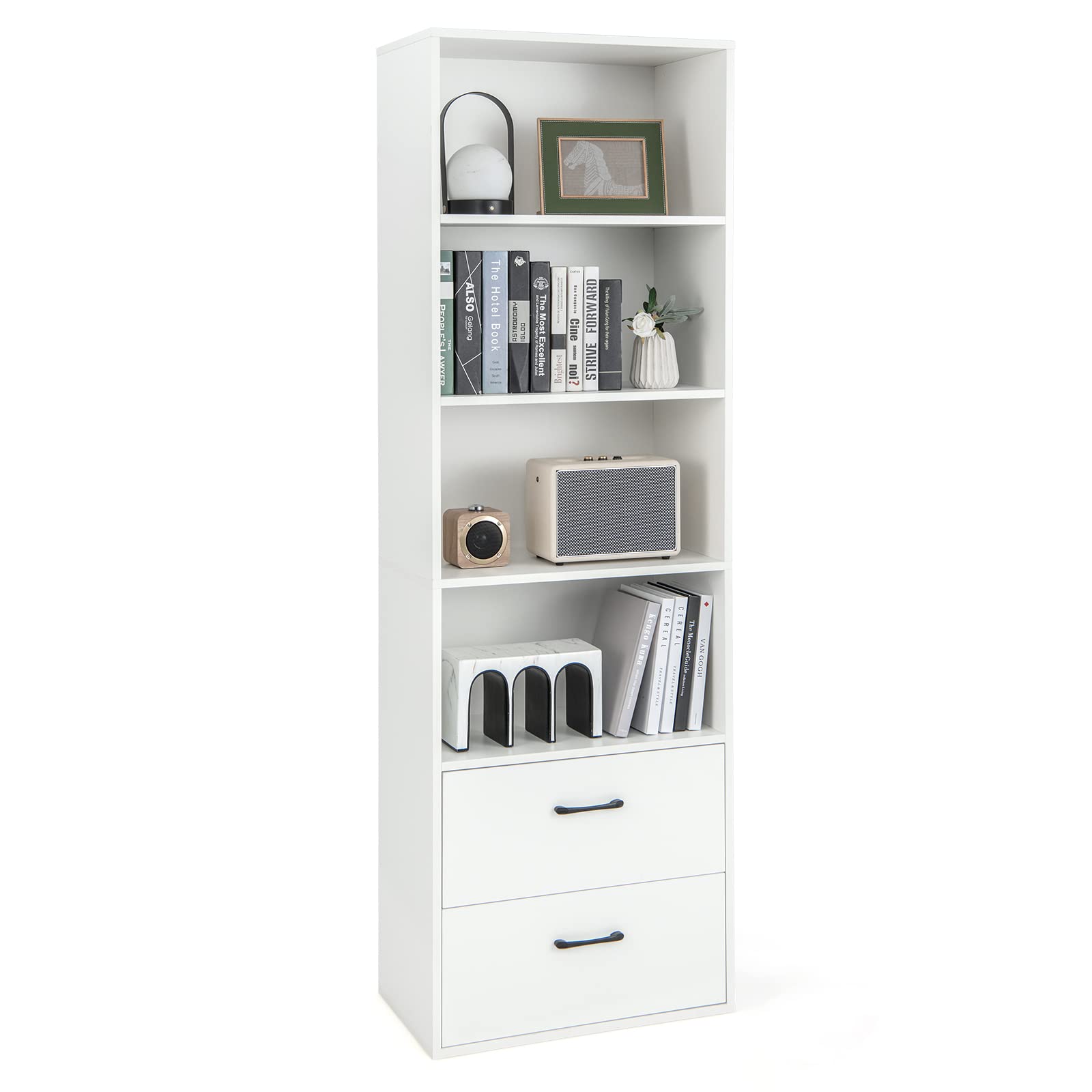 74" Tall 4-Tier Bookcase - Giantex