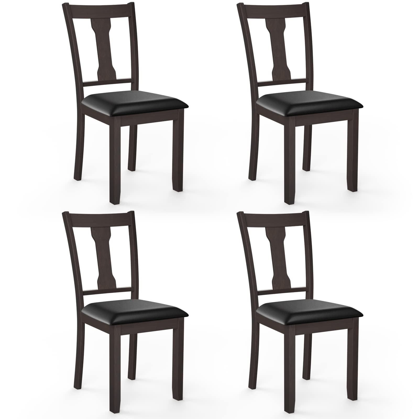 Giantex PVC Leather Modern Wood Dining Side Chair