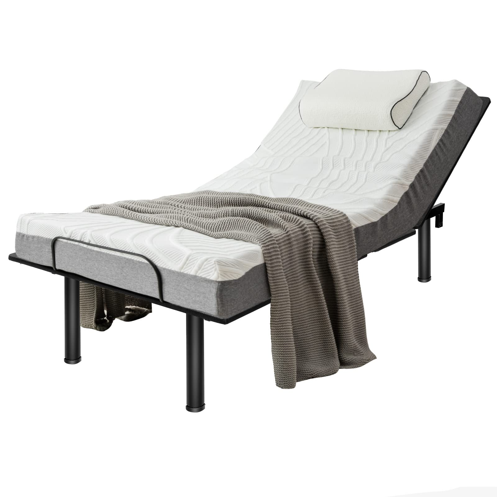 Giantex Adjustable Bed Base w/ Wireless Remote Control, Electric Bed Frame