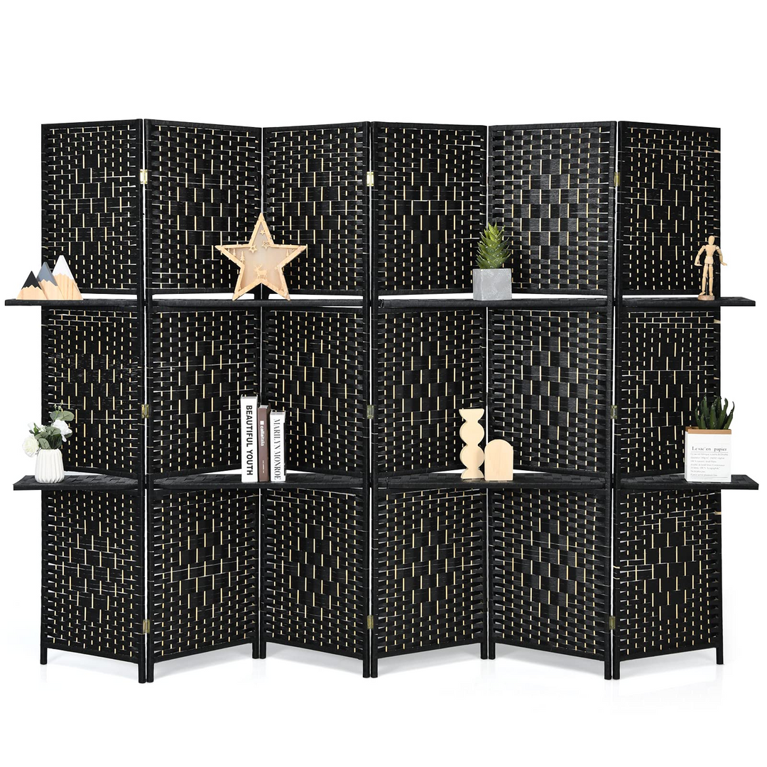 Giantex 6Ft 6 Panel Room Divider with Shelves