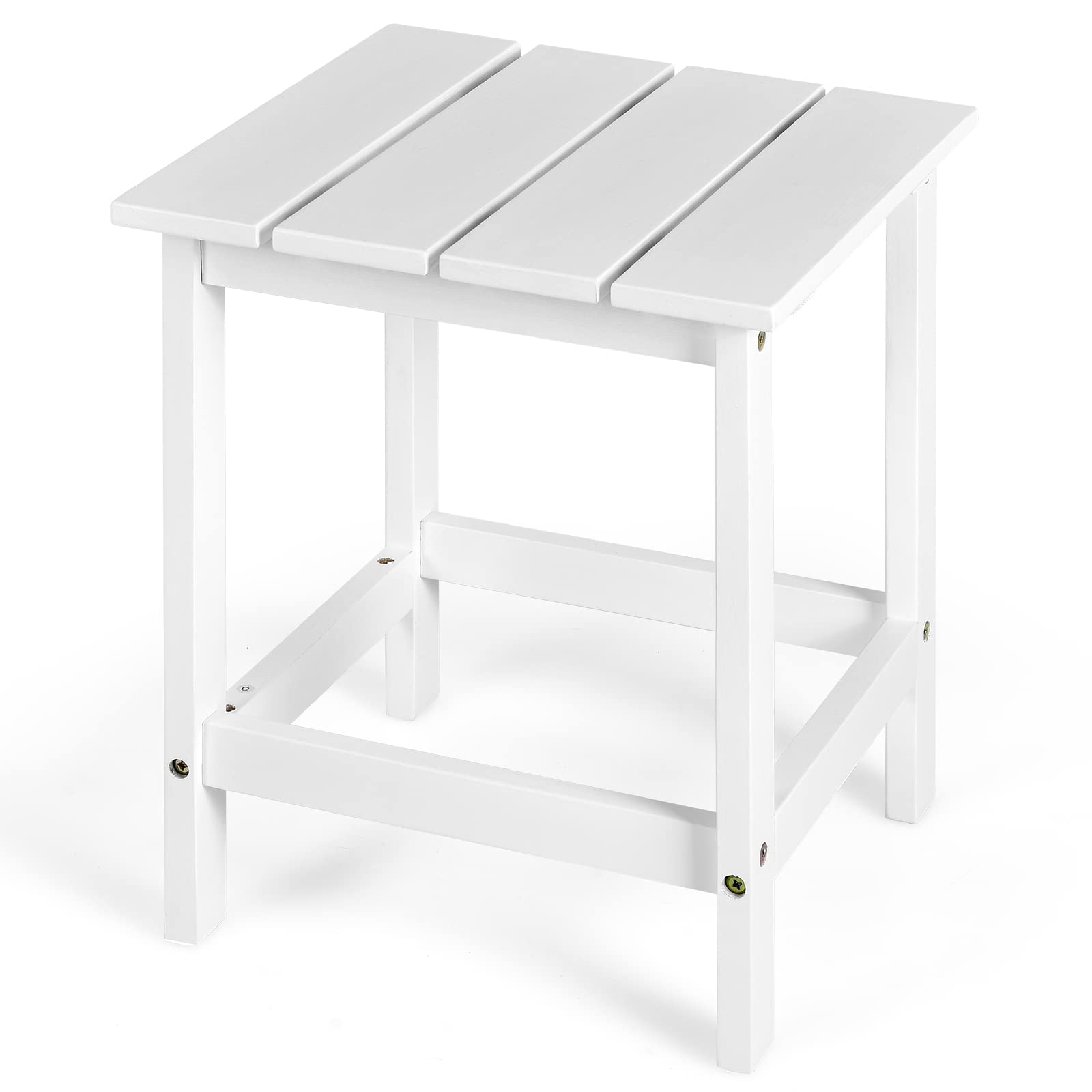 Outdoor Side Table, 15 Square Wood End Table with Slatted Design