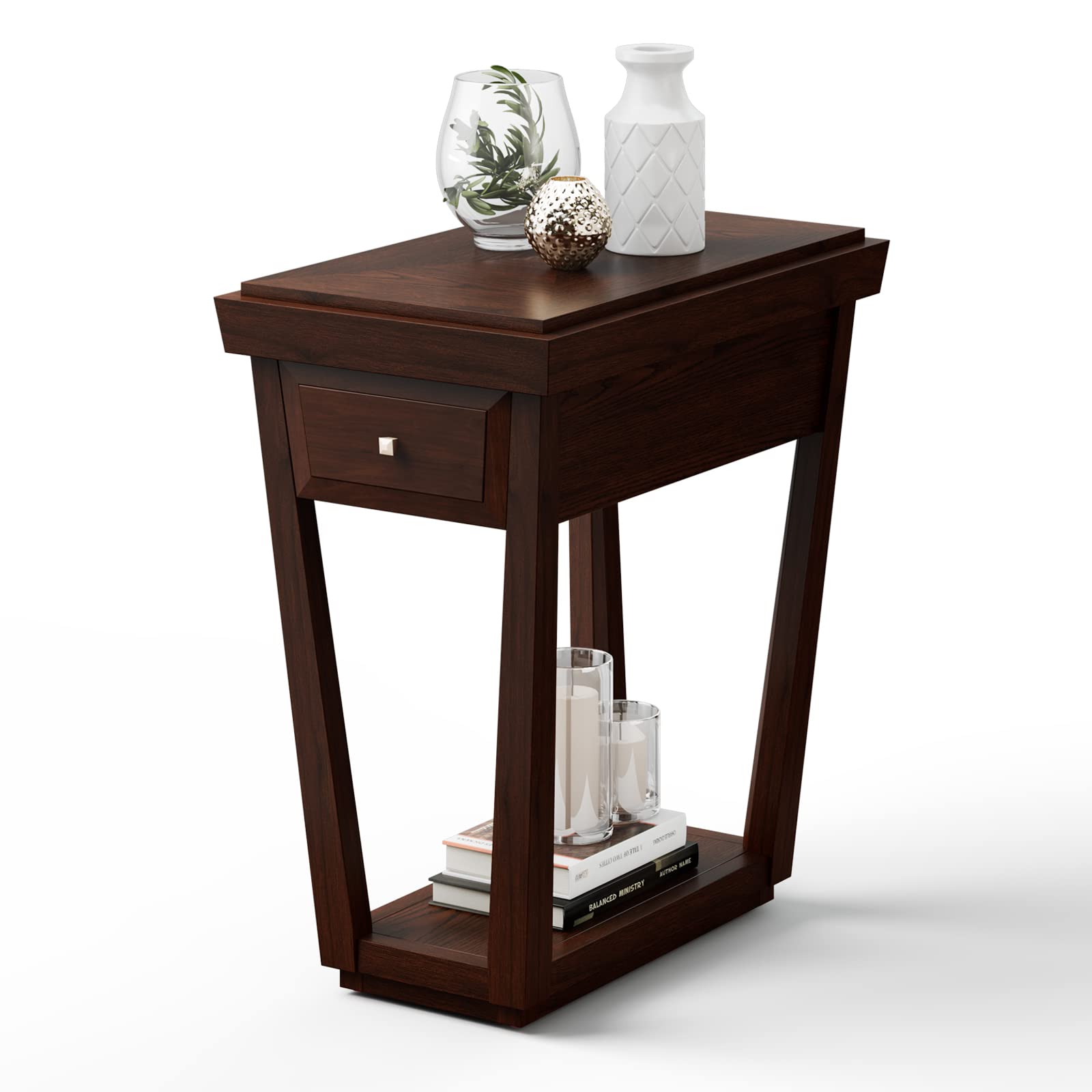 Giantex Wood End Table with Drawer