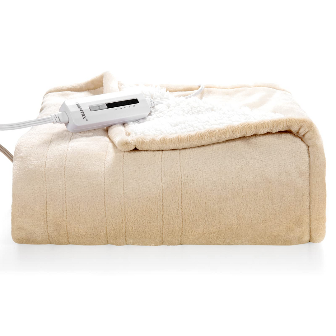 Giantex Electric Blanket Heated Throw, Flannel Sherpa Double Side Heating Blanket 50''x60''
