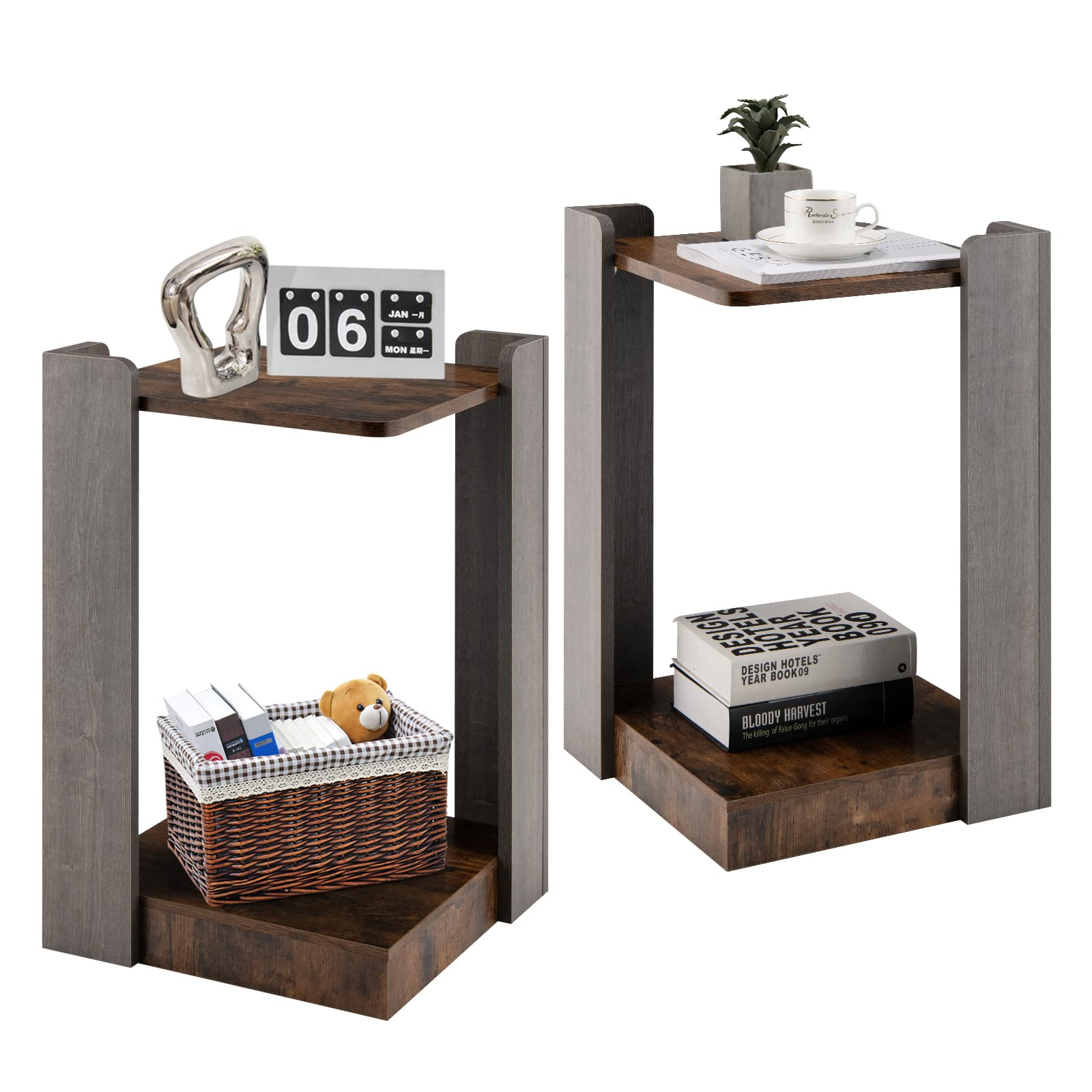 Giantex End Table, 2-Tier Side Table w/Open Storage Shelf