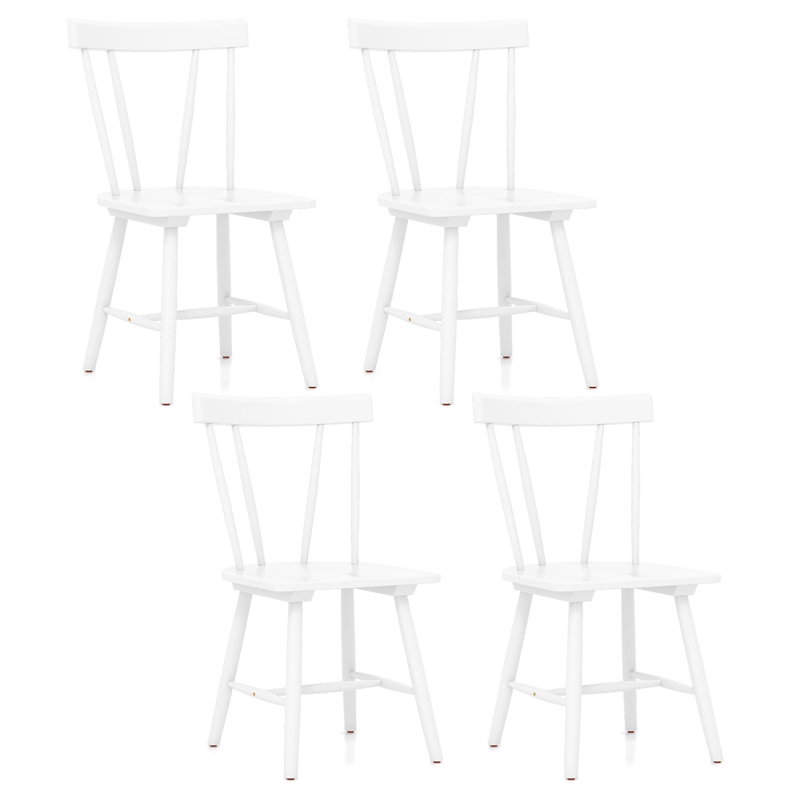 Giantex Windsor Chairs, Armless Dining Chairs with Solid Rubber Wood Frame