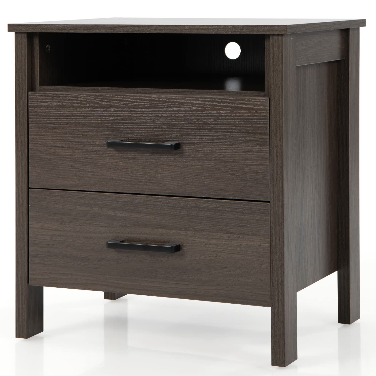 Giantex Nightstand w/2 Drawers, Set of 2 End Table w/Wood Grain