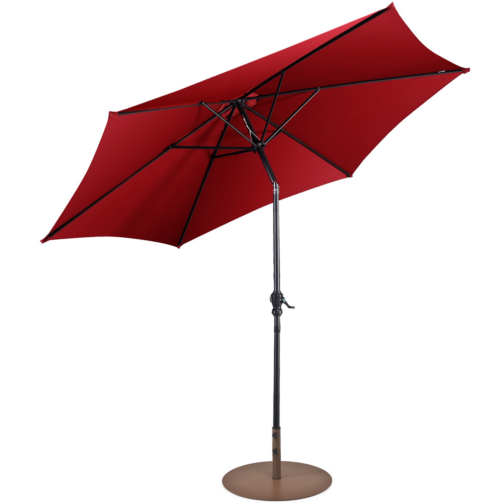 Giantex Patio Umbrella with Base Stand, 10ft Market Umbrella with 59 LBS Heavy-Duty Round Umbrella Stand