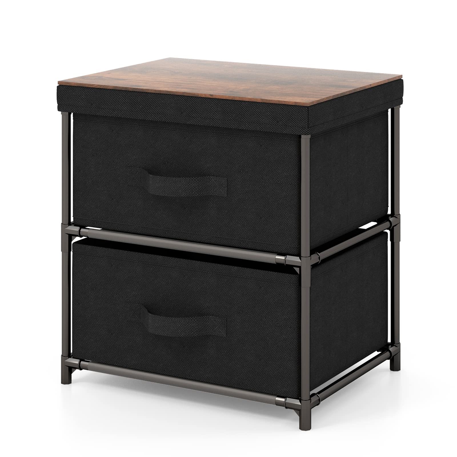 Giantex Nightstand Set of 2 with 2 Fabric Drawers