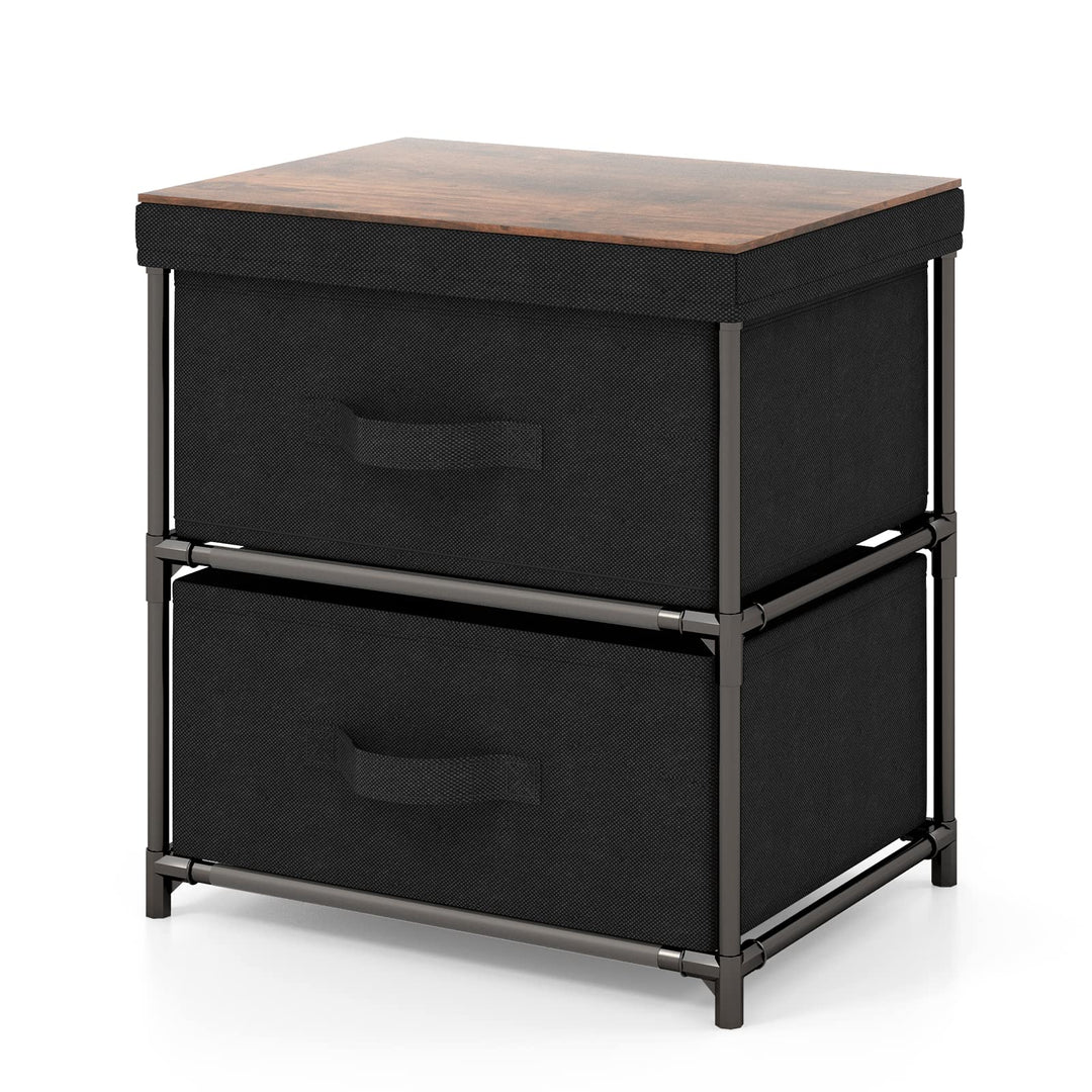 Giantex Nightstand Set of 2 with 2 Fabric Drawers