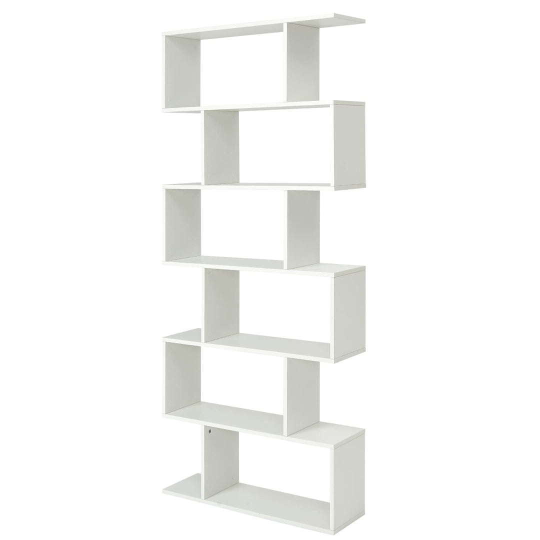 Giantex Geometric Bookcase Rustic, Solid Wood S-Shaped Bookshelf