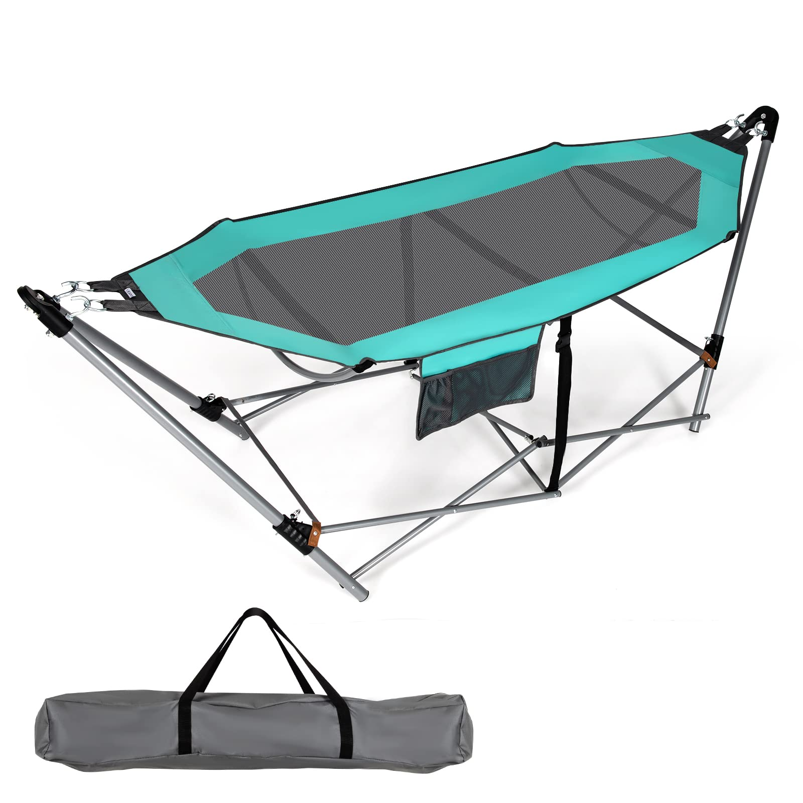 Giantex Portable Folding Hammock, Lounge Camping Bed with Hammock Stand