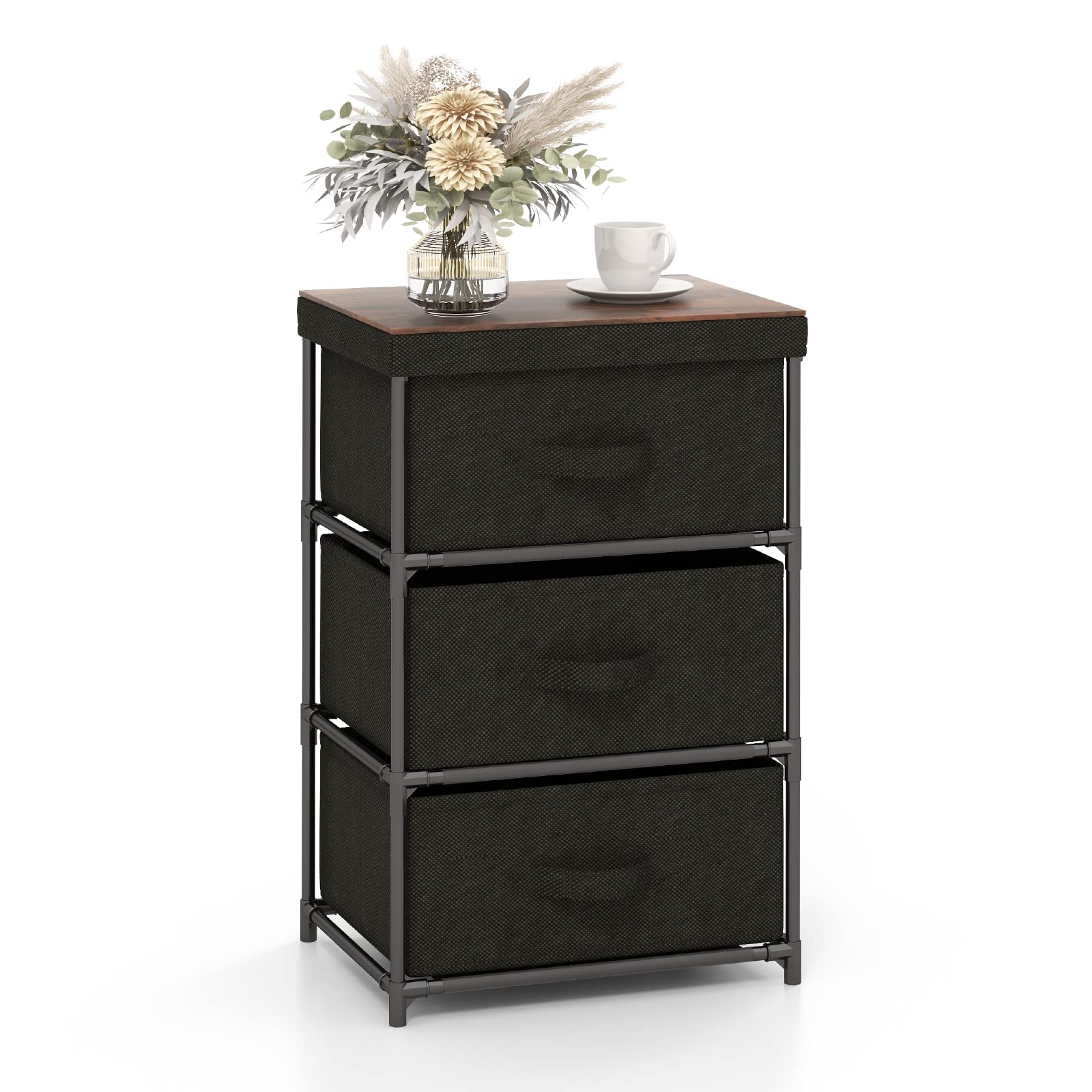 Giantex Nightstand Set of 2 with 2 Fabric Drawers