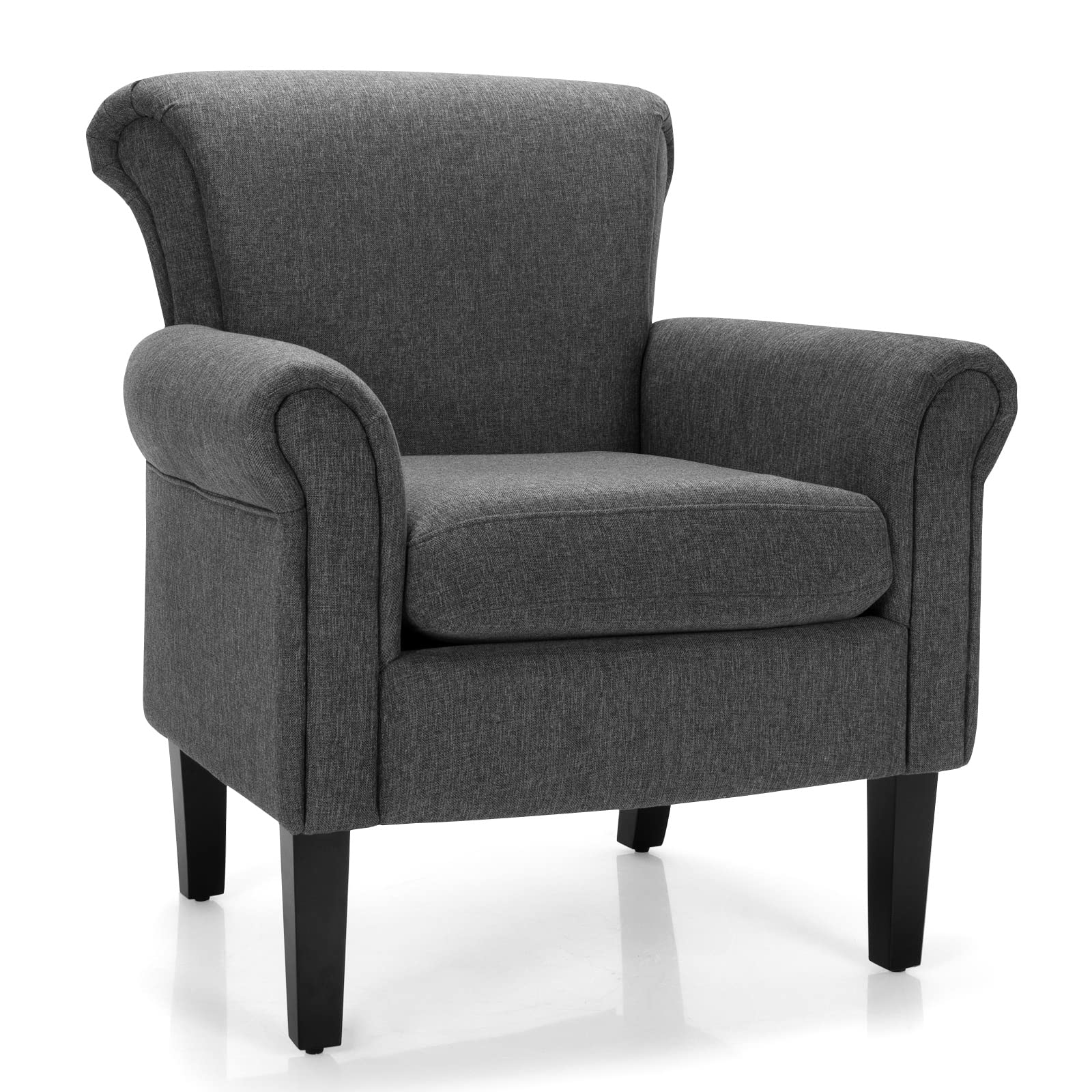 Giantex Modern Fabric Accent Chair, Comfy Living Room Chair w/Adjustable Foot Pads