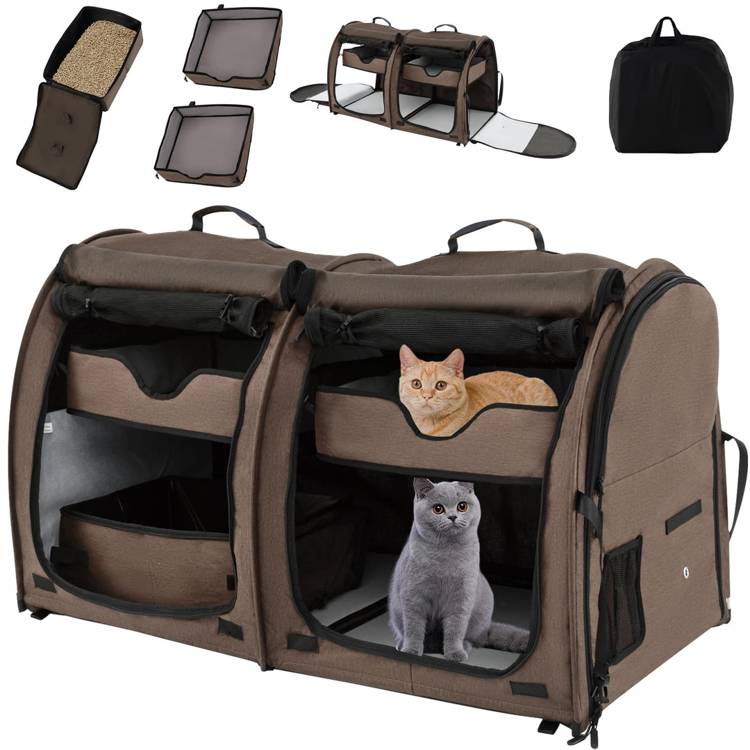 Giantex 40 Inch Cat Carrier with Double Compartments