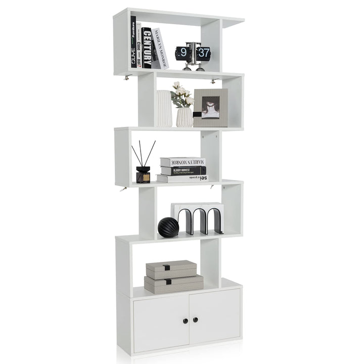 Giantex Set of 2 6-Tier Geometric Bookcase with Cabinet