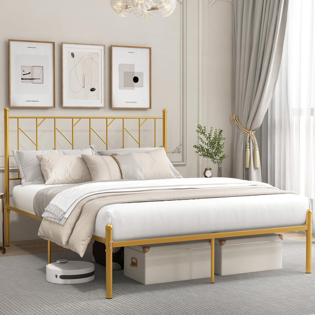 Giantex Metal Bed Frame with Victorian Style Headboard